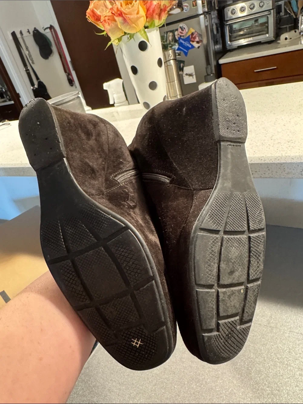 Prada Dark Brown Suede Wedge Booties